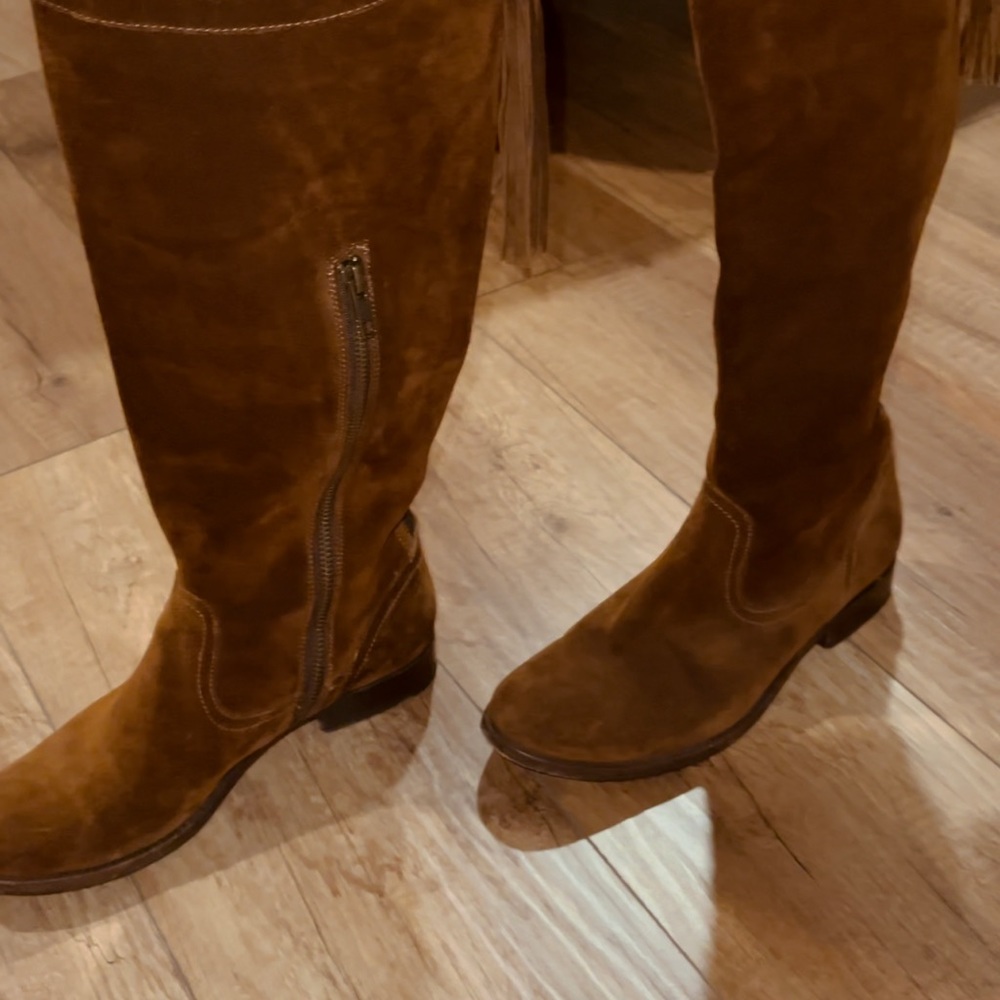 Frye suede tassel boots.